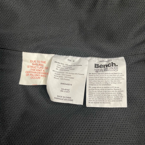 Bench Mens Fleece Maroon Jacket Size Medium - Picture 9 of 9